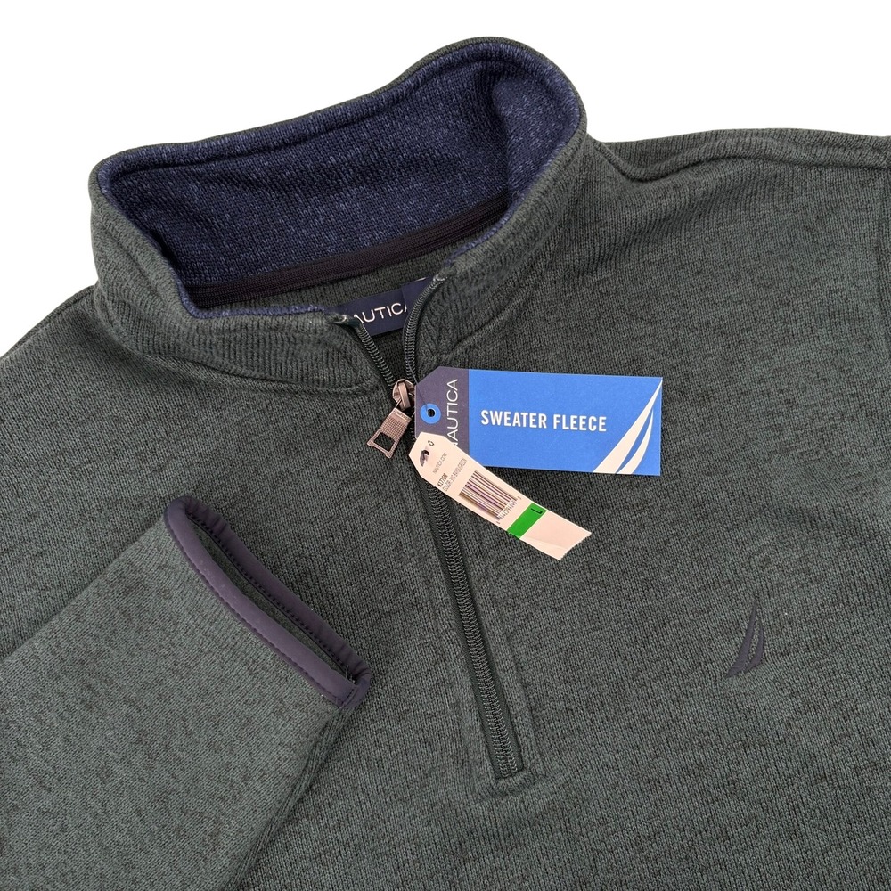 Nautica Mens Quarter Zip Sweater Fleece Pullover Bayou Green K1776M Large New